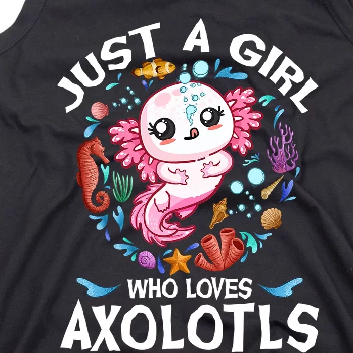 Just A Girl Who Loves Axolotls Cute Axolotl Kids Tank Top