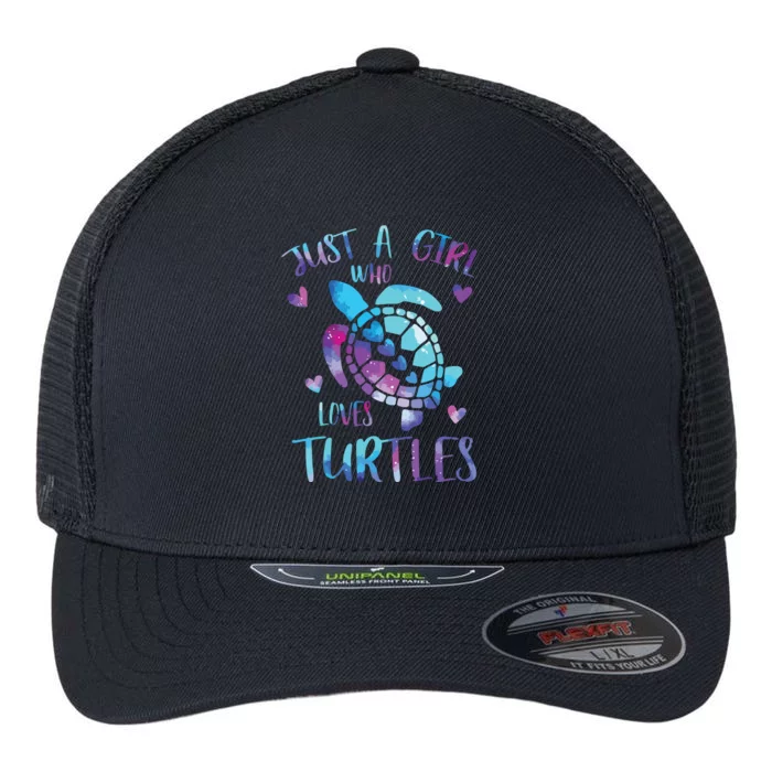 Just A Girl Who Loves Turtles Galaxy Space Sea Turtle Lover Flexfit Unipanel Trucker Cap