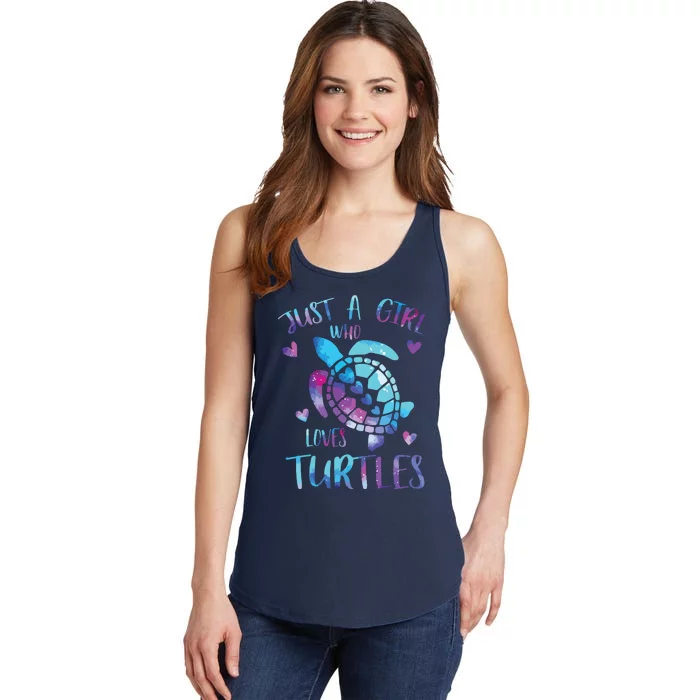 Just A Girl Who Loves Turtles Galaxy Space Sea Turtle Lover Ladies Essential Tank