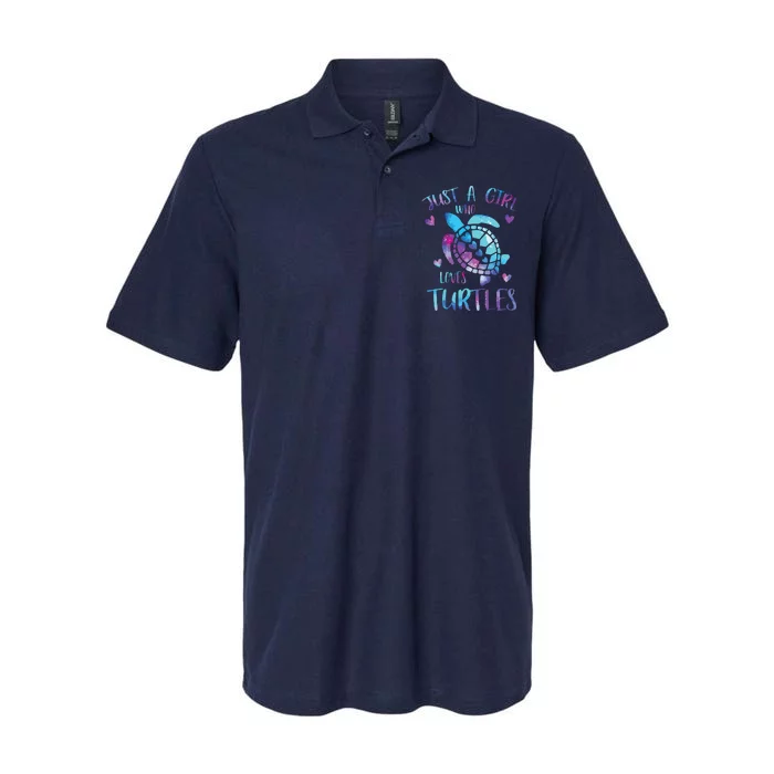 Just A Girl Who Loves Turtles Galaxy Space Sea Turtle Lover Softstyle Adult Sport Polo