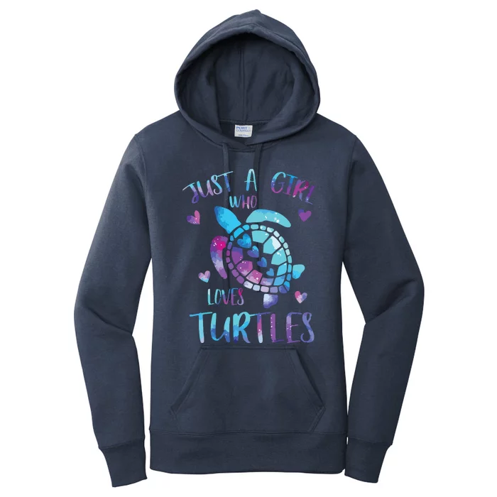 Just A Girl Who Loves Turtles Galaxy Space Sea Turtle Lover Women's Pullover Hoodie