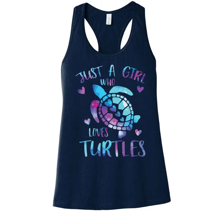 Just A Girl Who Loves Turtles Galaxy Space Sea Turtle Lover Women's Racerback Tank