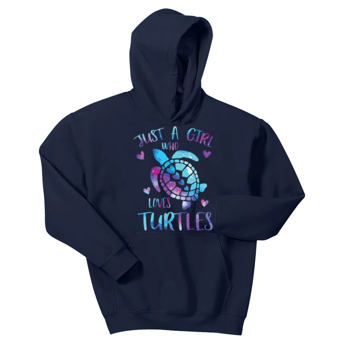 Just A Girl Who Loves Turtles Galaxy Space Sea Turtle Lover Kids Hoodie