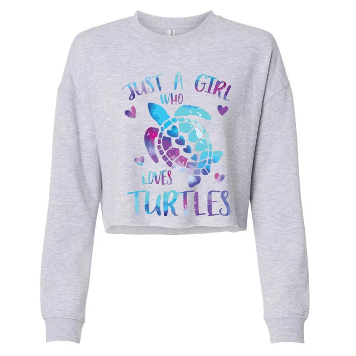 Just A Girl Who Loves Turtles Galaxy Space Sea Turtle Lover Cropped Pullover Crew