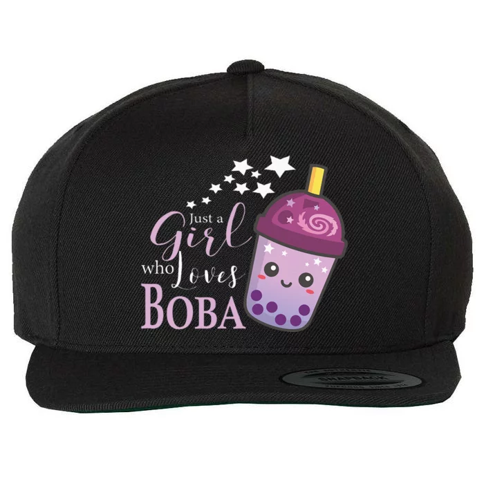 Just A Girl Who Loves Boba Tea Boba Milk Tea Bubble Tea Wool Snapback Cap