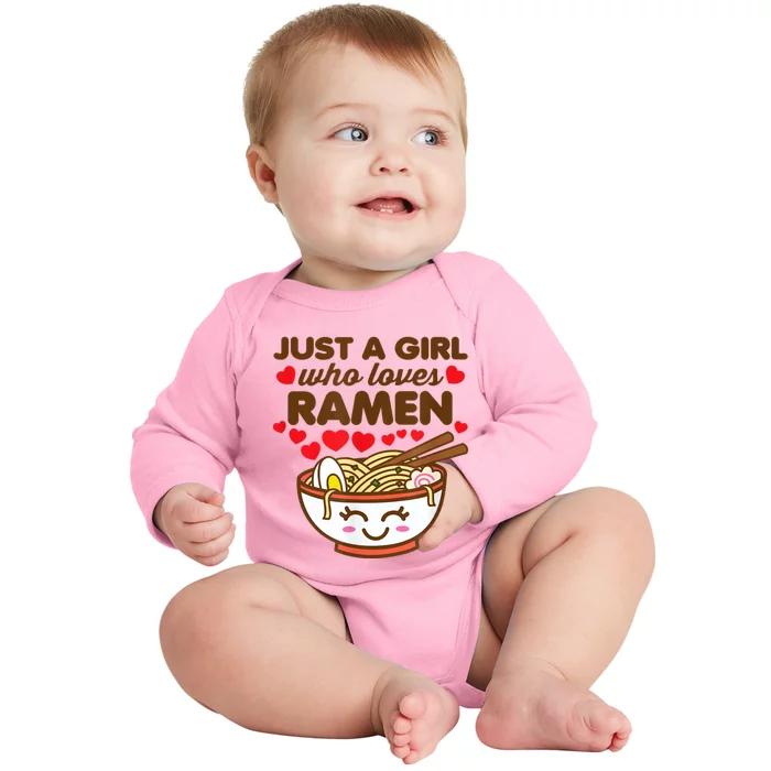 Just A Girl Who Loves Ramen Cute Kawaii Asian Noodles Lover Baby Long Sleeve Bodysuit