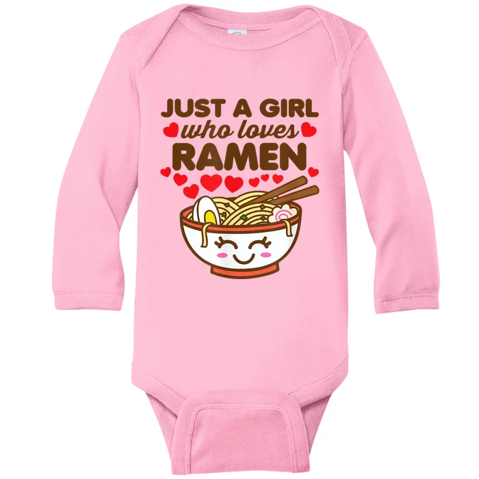 Just A Girl Who Loves Ramen Cute Kawaii Asian Noodles Lover Baby Long Sleeve Bodysuit