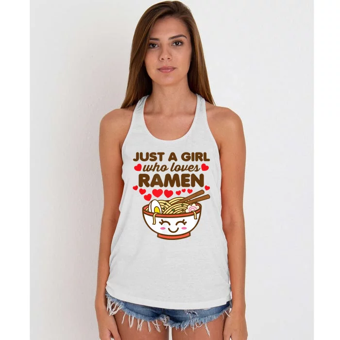 Just A Girl Who Loves Ramen Cute Kawaii Asian Noodles Lover Women's Knotted Racerback Tank