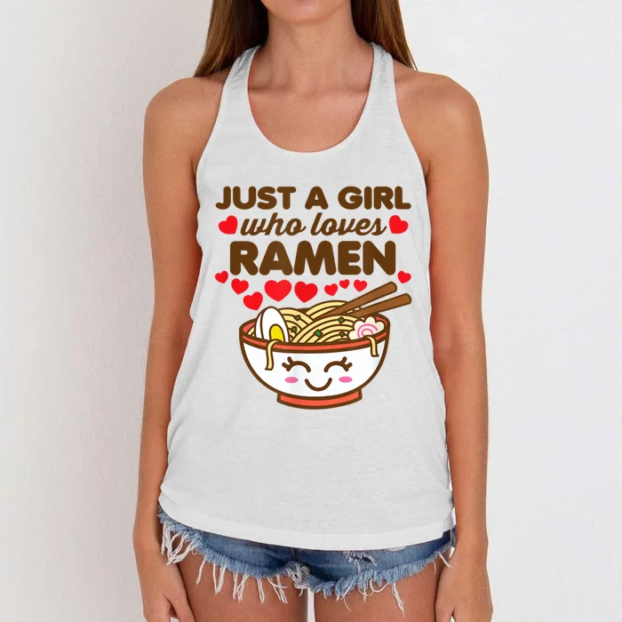 Just A Girl Who Loves Ramen Cute Kawaii Asian Noodles Lover Women's Knotted Racerback Tank