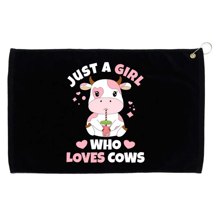 Just A Girl Who Loves Cows Cute Strawberry Cow Cowgirl Print Grommeted Golf Towel