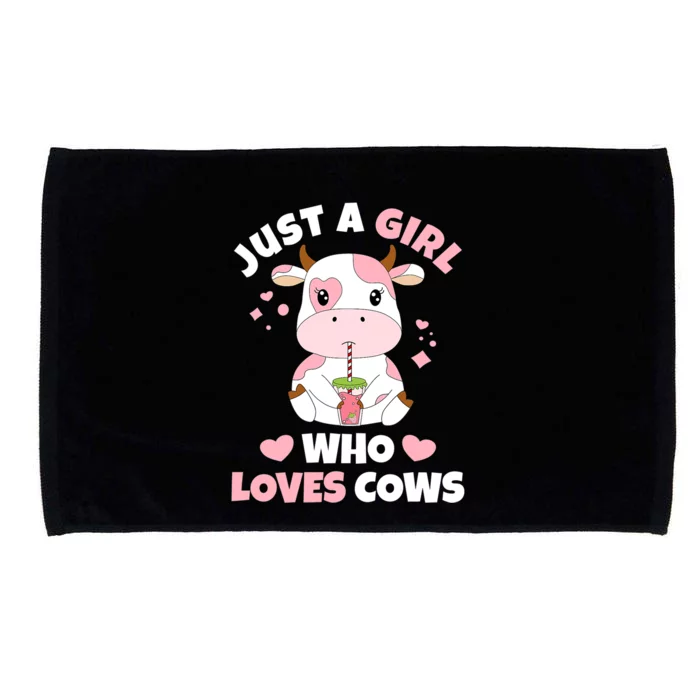 Just A Girl Who Loves Cows Cute Strawberry Cow Cowgirl Print Microfiber Hand Towel