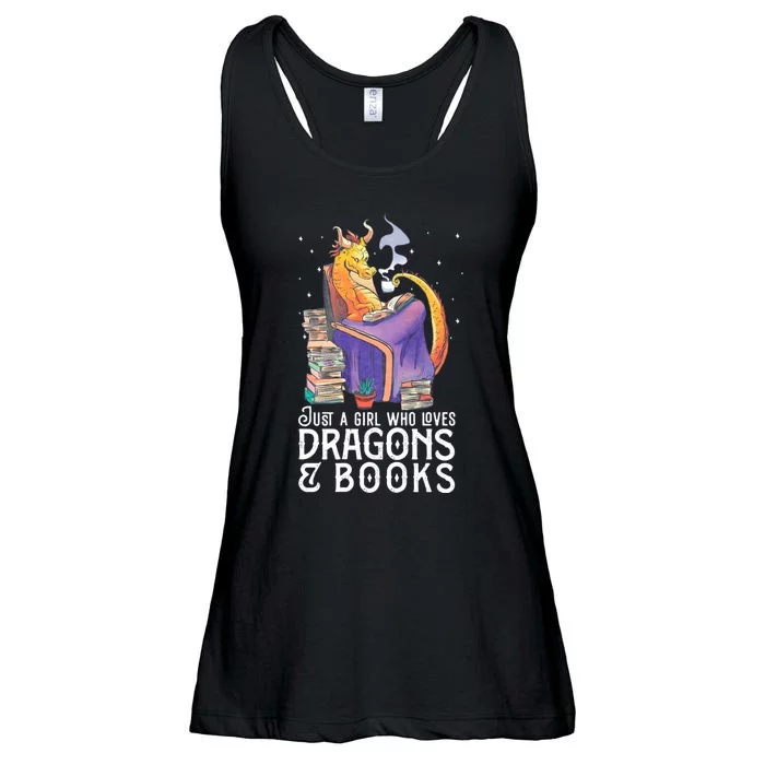 Just A Girl Who Loves Dragons & Books Book Nerds Ladies Essential Flowy Tank