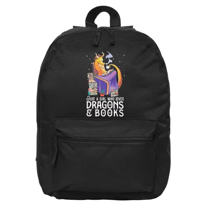 Just A Girl Who Loves Dragons & Books Book Nerds 16 in Basic Backpack