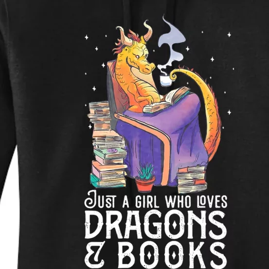 Just A Girl Who Loves Dragons & Books Book Nerds Women's Pullover Hoodie