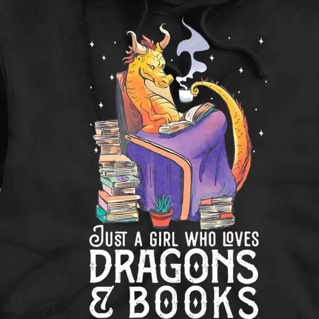 Just A Girl Who Loves Dragons & Books Book Nerds Tie Dye Hoodie