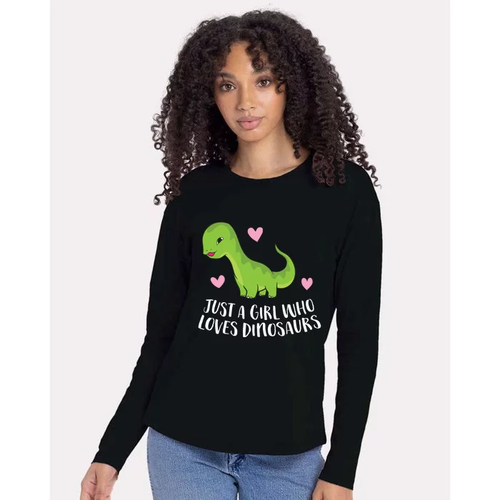 Just A Girl Who Loves Dinosaurs Cute Dinosaurs Girl Great Gift Womens Cotton Relaxed Long Sleeve T-Shirt