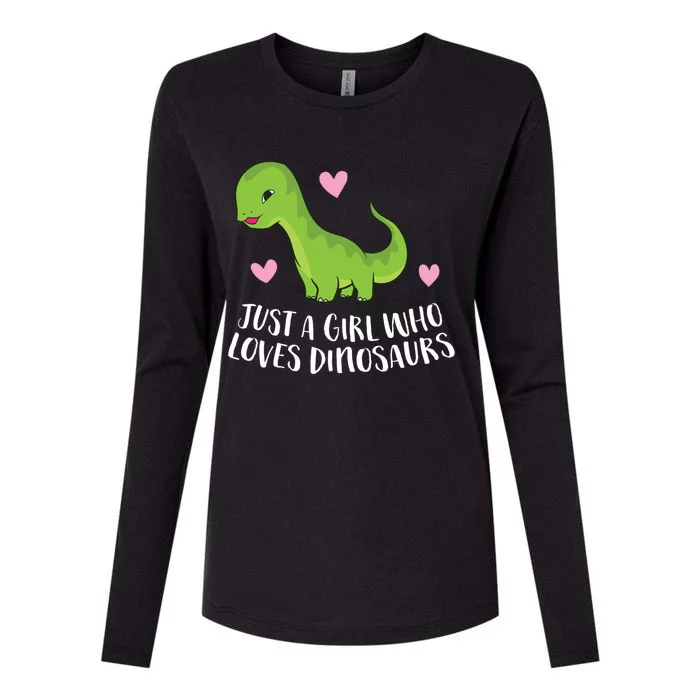 Just A Girl Who Loves Dinosaurs Cute Dinosaurs Girl Great Gift Womens Cotton Relaxed Long Sleeve T-Shirt