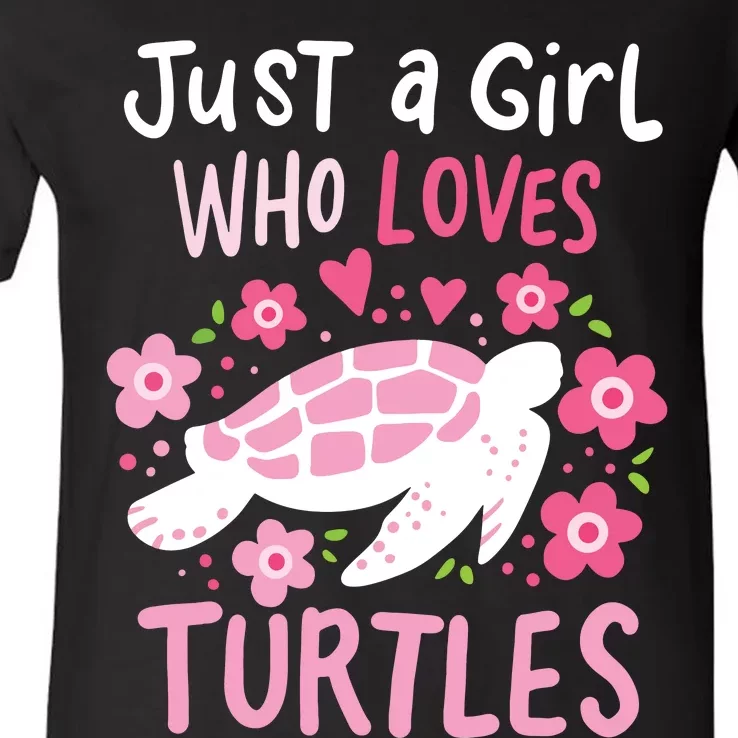 Just A Girl Who Loves Turtles Turtle Gift V-Neck T-Shirt