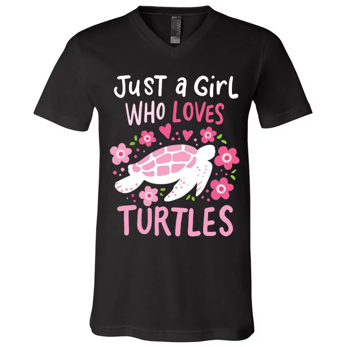 Just A Girl Who Loves Turtles Turtle Gift V-Neck T-Shirt