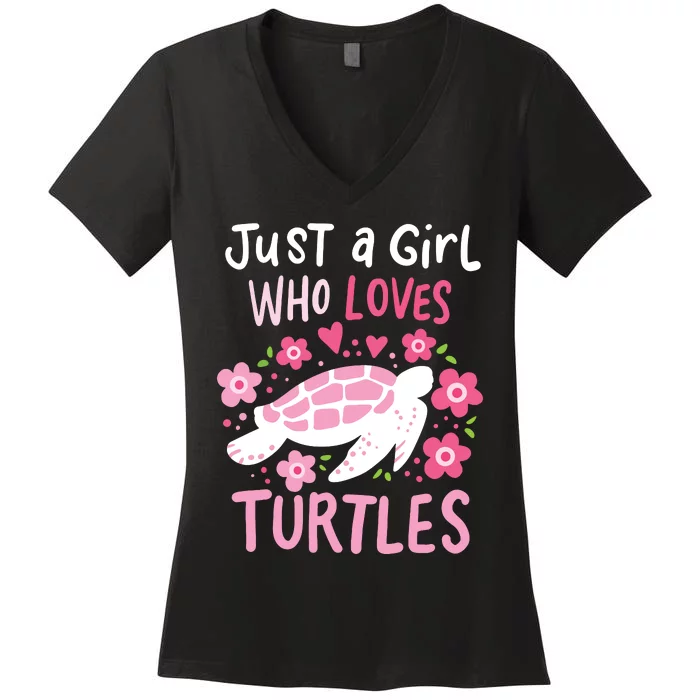 Just A Girl Who Loves Turtles Turtle Gift Women's V-Neck T-Shirt