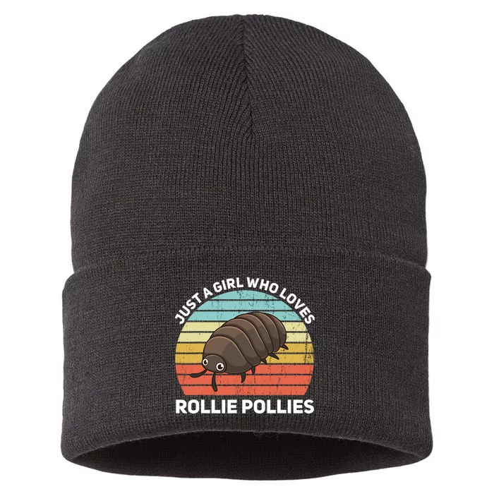 Just A Girl Who Loves Rollie Pollies Isopod Entomologist Sustainable Knit Beanie