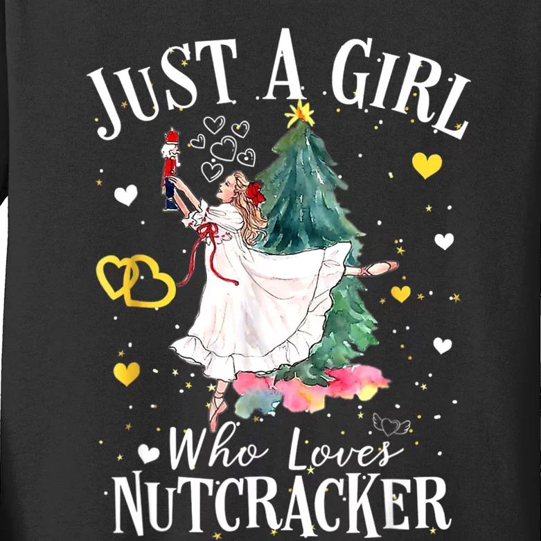 Just A Girl Who Loves Nutcrackers Christmas Ballet Kids Long Sleeve Shirt