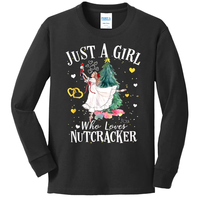 Just A Girl Who Loves Nutcrackers Christmas Ballet Kids Long Sleeve Shirt