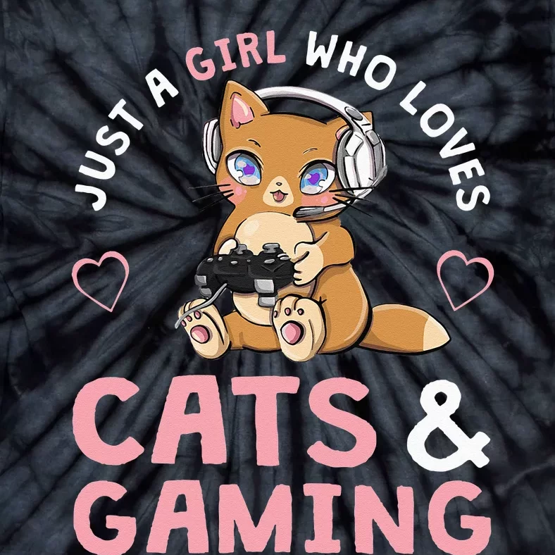 Just A Girl Who Loves Cats And Gaming Cute Gamer Cat Tie-Dye T-Shirt