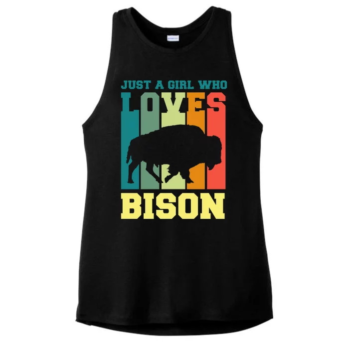 Just A Girl Who Loves Bison Ladies Tri-Blend Wicking Tank