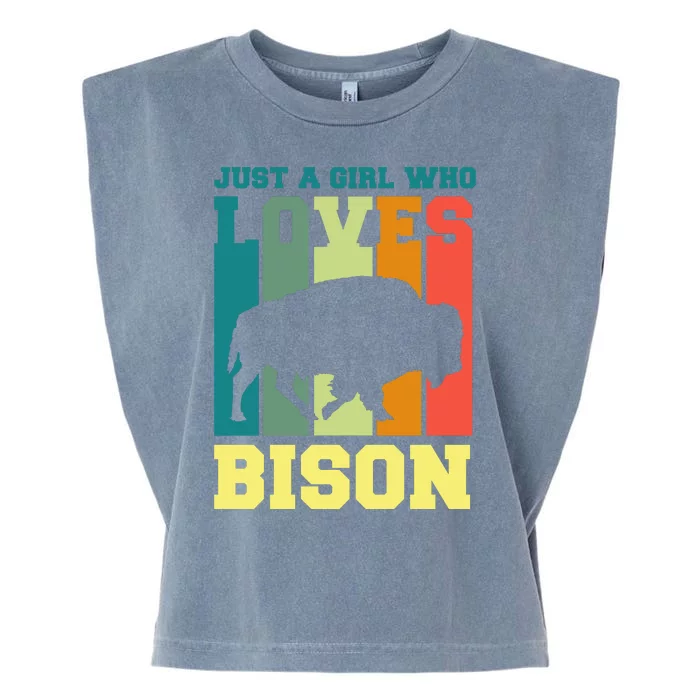 Just A Girl Who Loves Bison Garment-Dyed Women's Muscle Tee