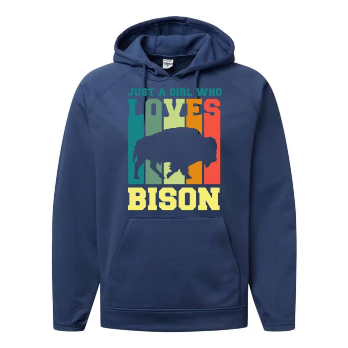 Just A Girl Who Loves Bison Performance Fleece Hoodie