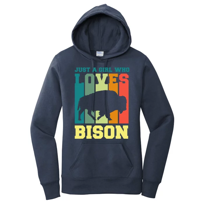 Just A Girl Who Loves Bison Women's Pullover Hoodie