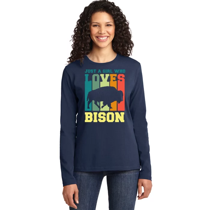 Just A Girl Who Loves Bison Ladies Long Sleeve Shirt