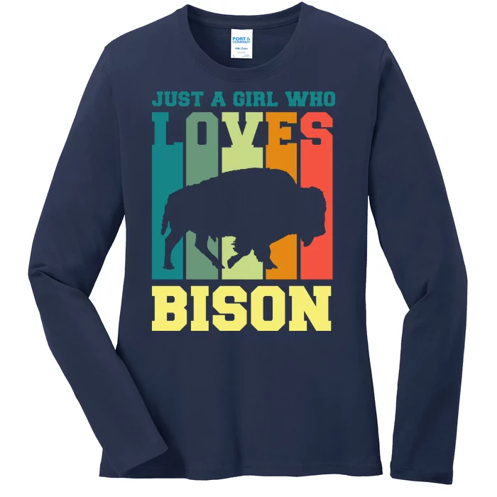 Just A Girl Who Loves Bison Ladies Long Sleeve Shirt