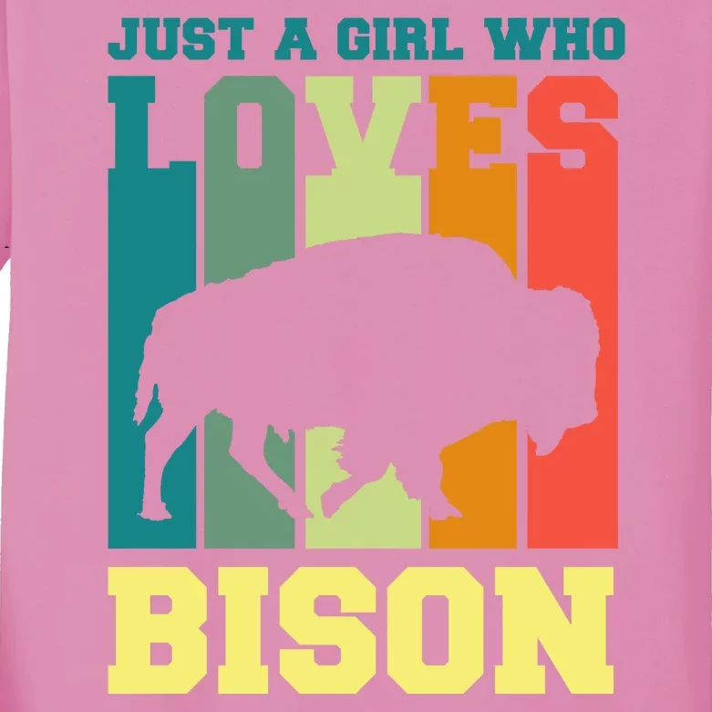 Just A Girl Who Loves Bison Kids Long Sleeve Shirt