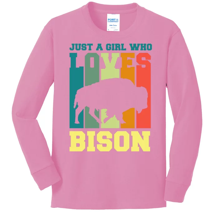 Just A Girl Who Loves Bison Kids Long Sleeve Shirt