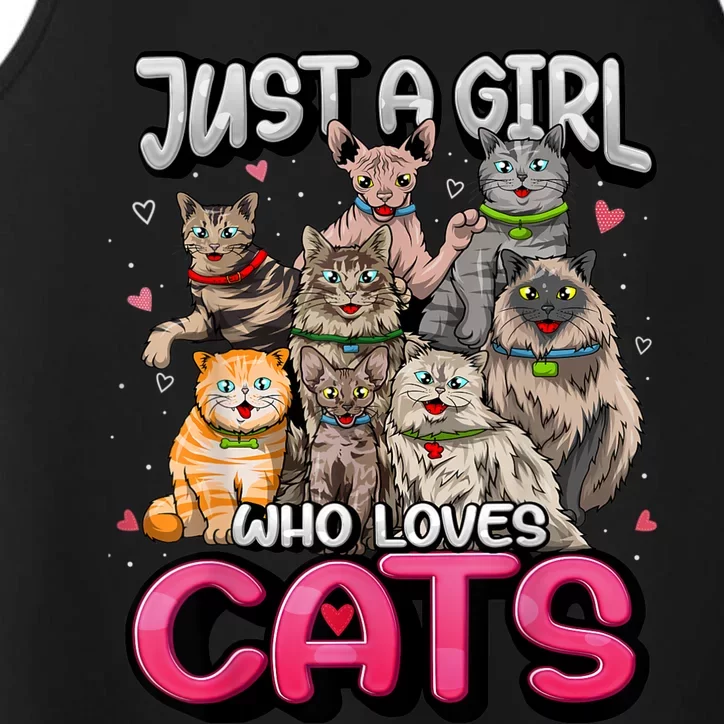 Just A Girl Who Loves Cats Cute Cat Lover Cat Mom Girl Performance Tank