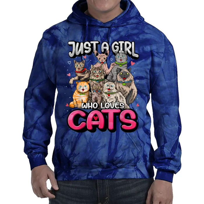 Just A Girl Who Loves Cats Cute Cat Lover Cat Mom Girl Tie Dye Hoodie