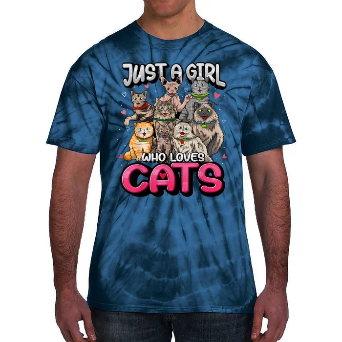 Just A Girl Who Loves Cats Cute Cat Lover Cat Mom Girl Tie-Dye T-Shirt