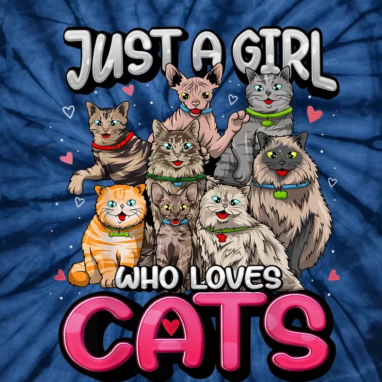 Just A Girl Who Loves Cats Cute Cat Lover Cat Mom Girl Tie-Dye T-Shirt