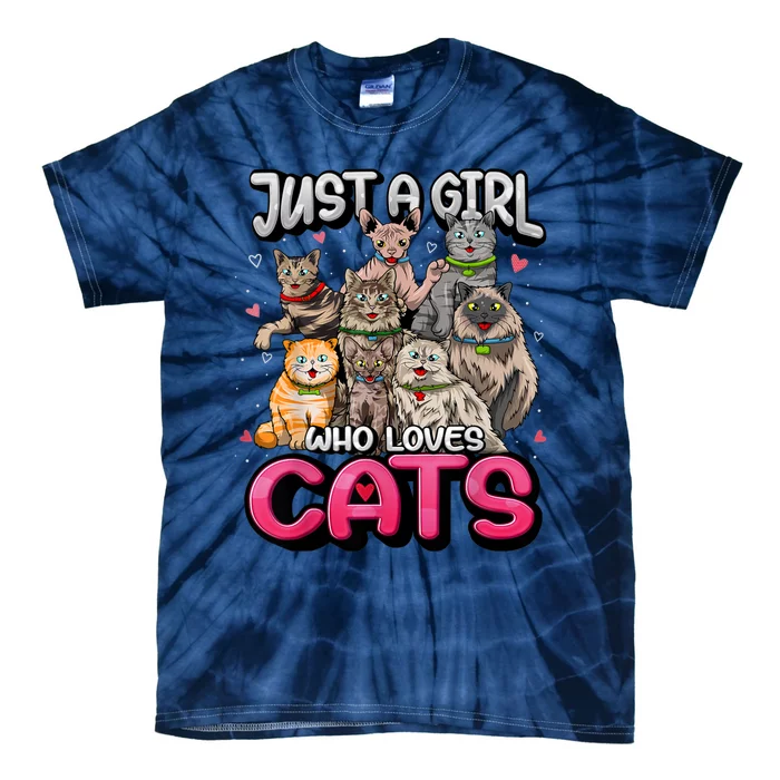 Just A Girl Who Loves Cats Cute Cat Lover Cat Mom Girl Tie-Dye T-Shirt