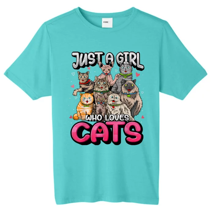 Just A Girl Who Loves Cats Cute Cat Lover Cat Mom Girl ChromaSoft Performance T-Shirt