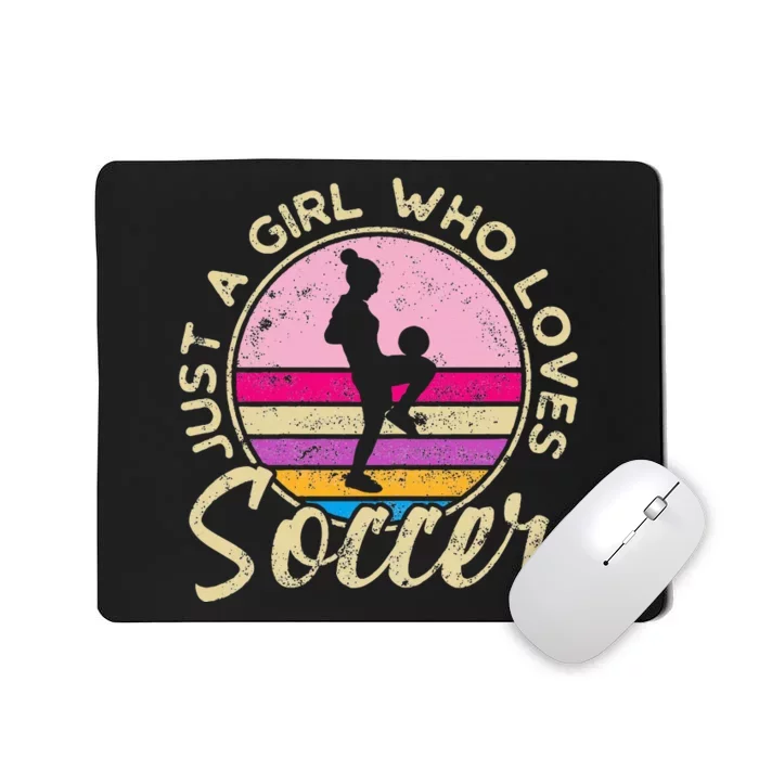 Just A Girl Who Loves Soccer Women Retro Vintage Soccer Mousepad