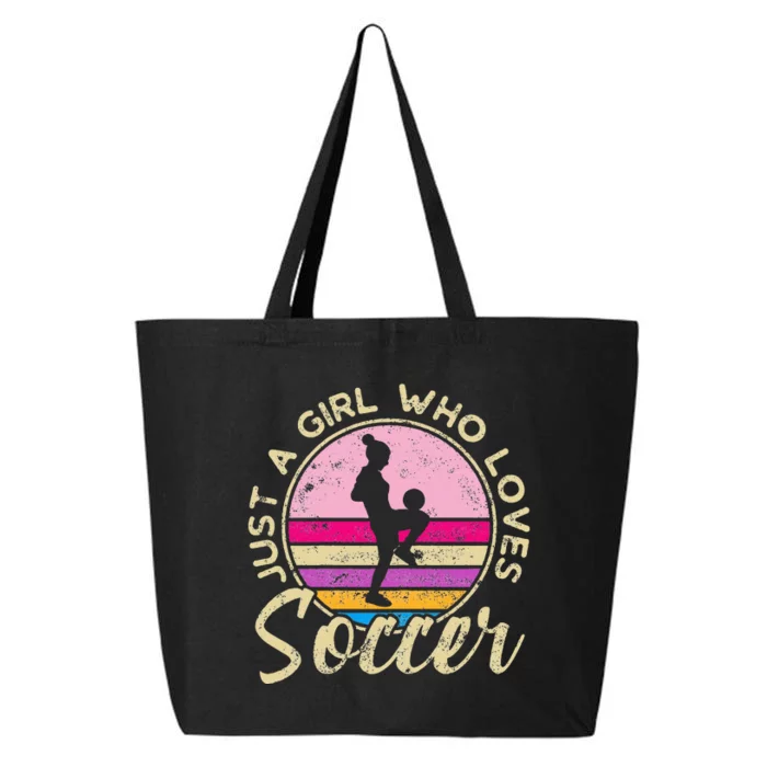 Just A Girl Who Loves Soccer Women Retro Vintage Soccer 25L Jumbo Tote