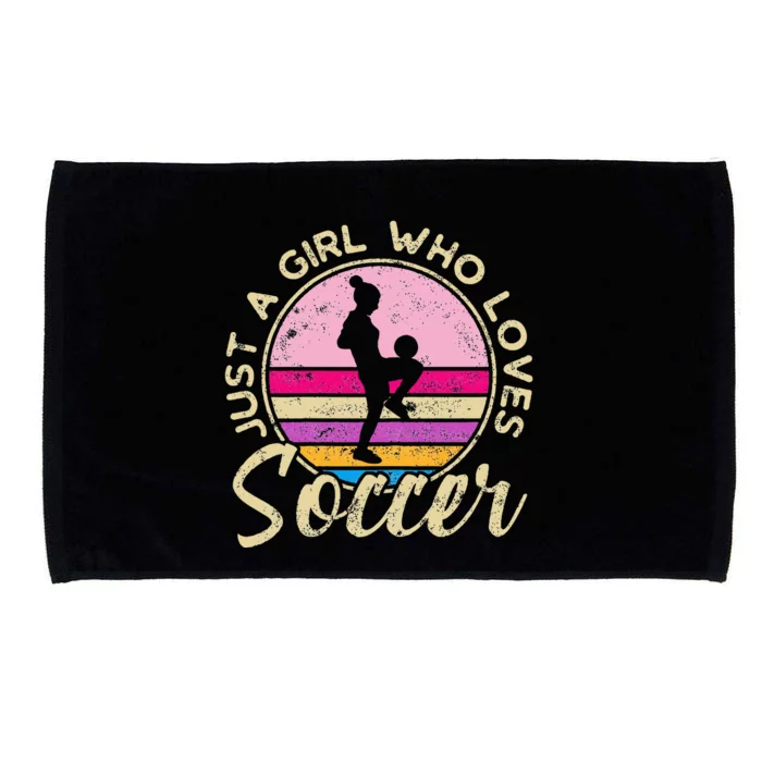 Just A Girl Who Loves Soccer Women Retro Vintage Soccer Microfiber Hand Towel