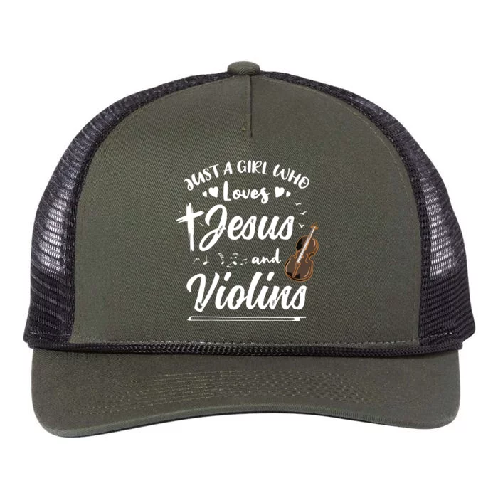 Just A Girl Who Loves Jesus And Violins Retro Rope Trucker Hat Cap