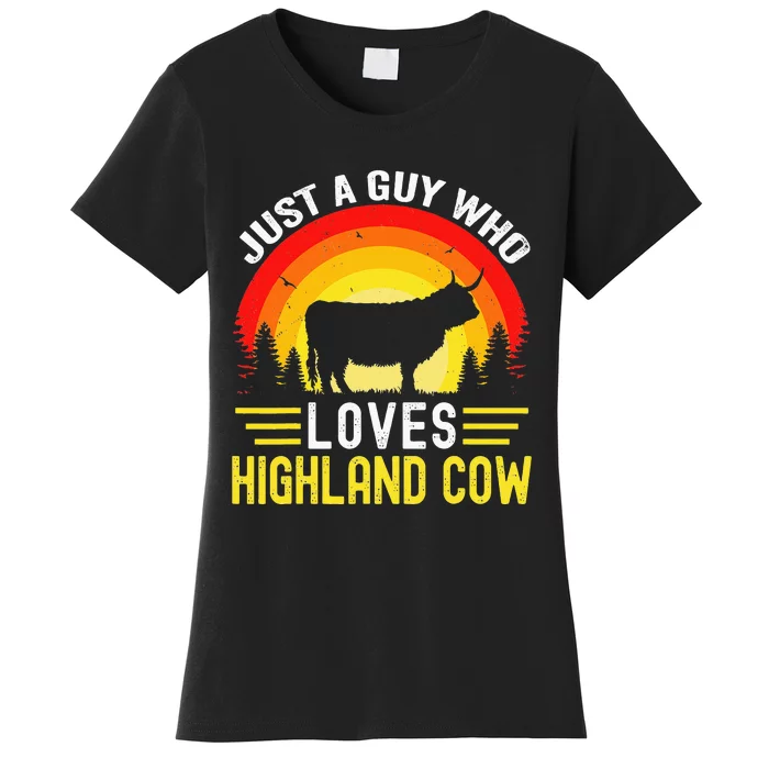 Just a Guy Who Loves Highland Cows Vintage Highland Cow Women's T-Shirt