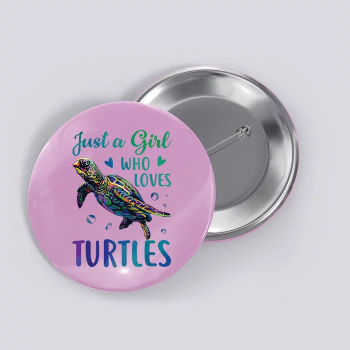 Just A Girl Who Loves Turtles Watercolor Sea Ocean Gift Button