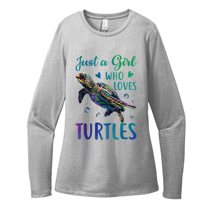 Just A Girl Who Loves Turtles Watercolor Sea Ocean Gift Womens CVC Long Sleeve Shirt