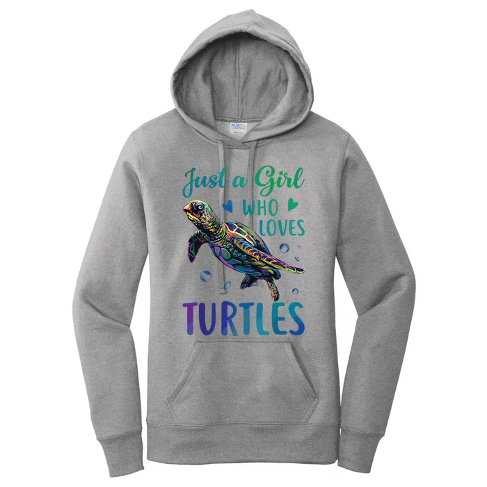 Just A Girl Who Loves Turtles Watercolor Sea Ocean Gift Women's Pullover Hoodie